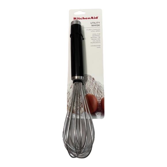 Kitchen Aid Utility Whisk Sturdy Stainless Steel Wires Black and Steel NWT - Picture 1 of 3